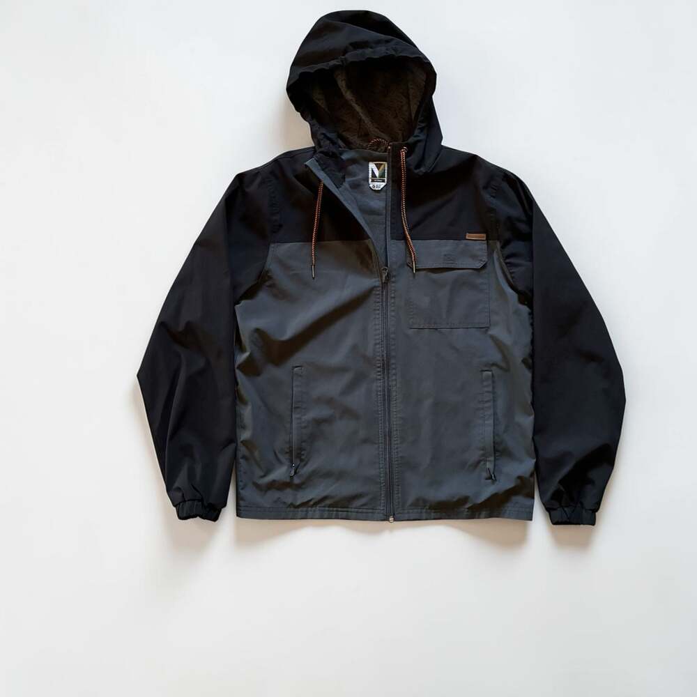 Voyager Men's Hooded Full Zip Windbreaker Jacket Black Grey